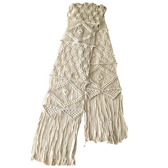 Macrame Table Runner Wall Hanging  Boho Natural 160" x 12 "+ 12" Fringe - Picture 4 of 4